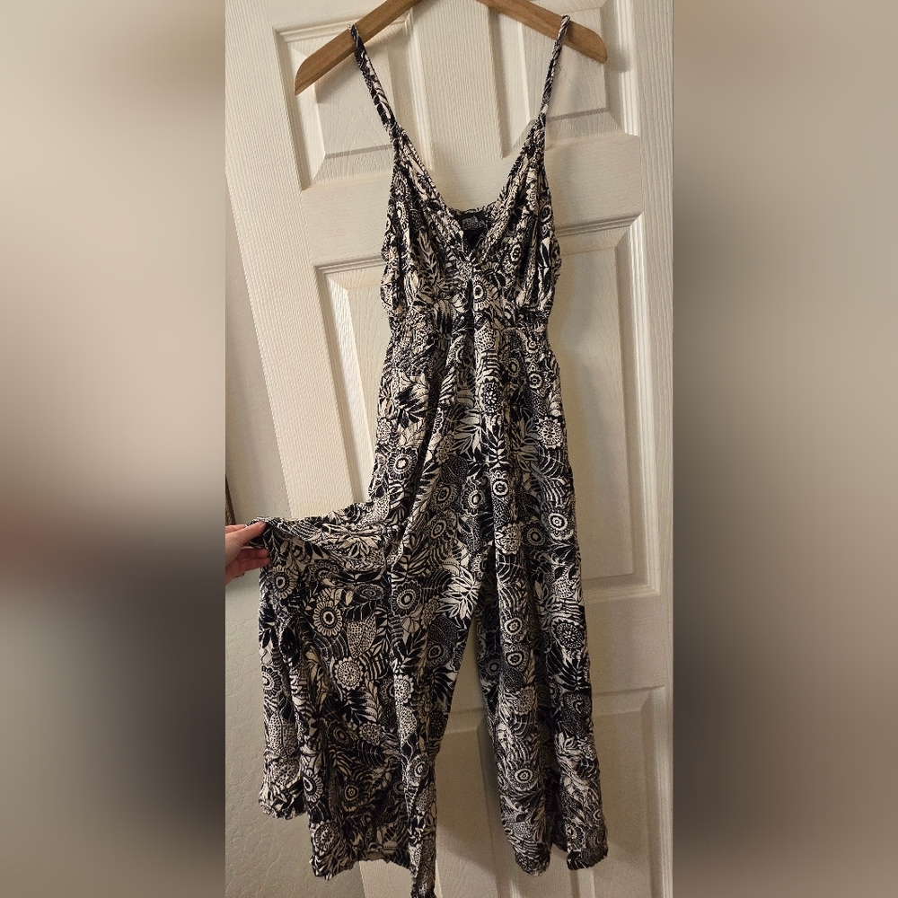 Floral Black and White Jumpsuit